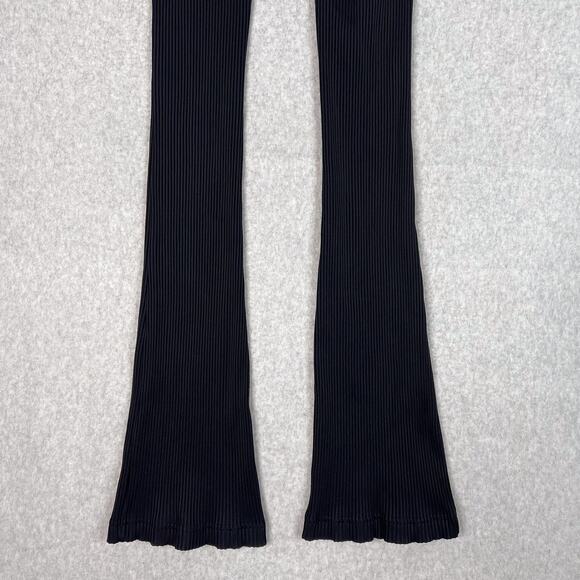 Helmut Lang Black Rib Flare High Rise Pants Size Large - Picture 7 of 9